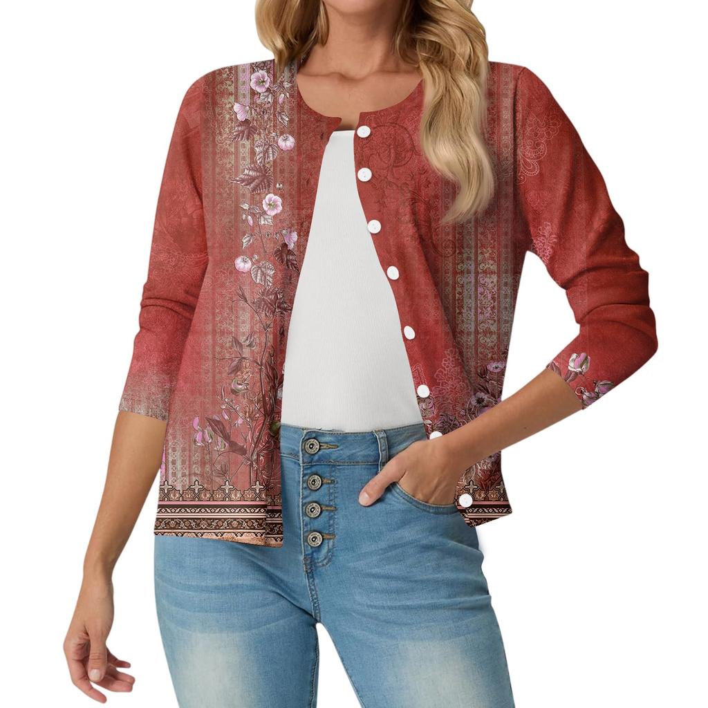 Women's Fashionable, Casual, Comfortable Floral Cardigan Jacket