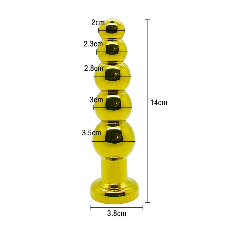 Metal Stopper Golden Beads Smooth Touch Anal Toys Butt Plug, Adult Sex Toys for Women Erotic Sex Products