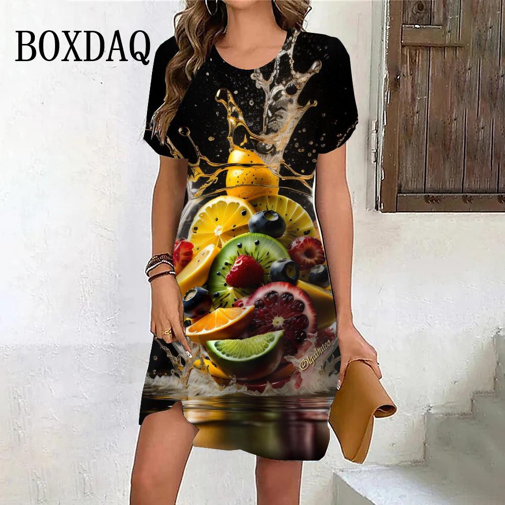 

Летнее пляжное платье с рисунком мороженого женское милое модное повседневное платье большого размера с принтом высокого качества с коротким рукавом Vestidos 8XL