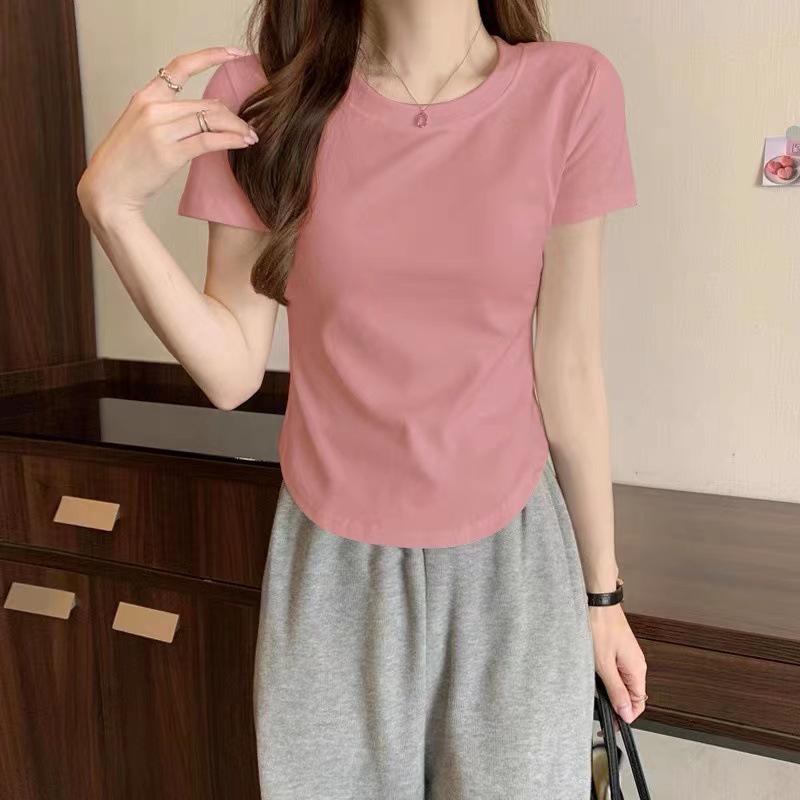 Women's 2026 Spring/Summer Loose Fit Pure Cotton Short Sleeve Round Neck T-shirt