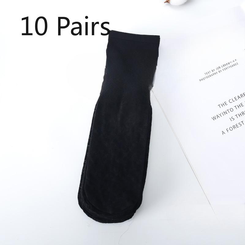 

10 пар женских летних ультратонких дышащих кружевных нескользящих чулок-труб без зацепок 10 Pairs чёрный