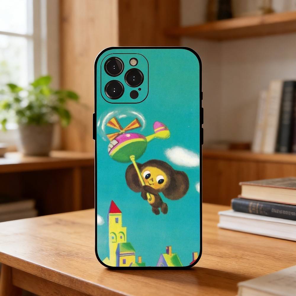 Cute C-Cheburashka-es Cartoon Phone Case For iPhone17,16,15,14,13,12,Plus,Pro Max, 5G Others Soft Black Cover