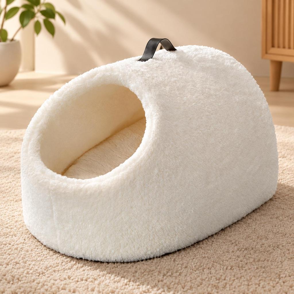 Semi-Enclosed Cat Bed Portable Pet with Electric Blanket Indoor for Resting