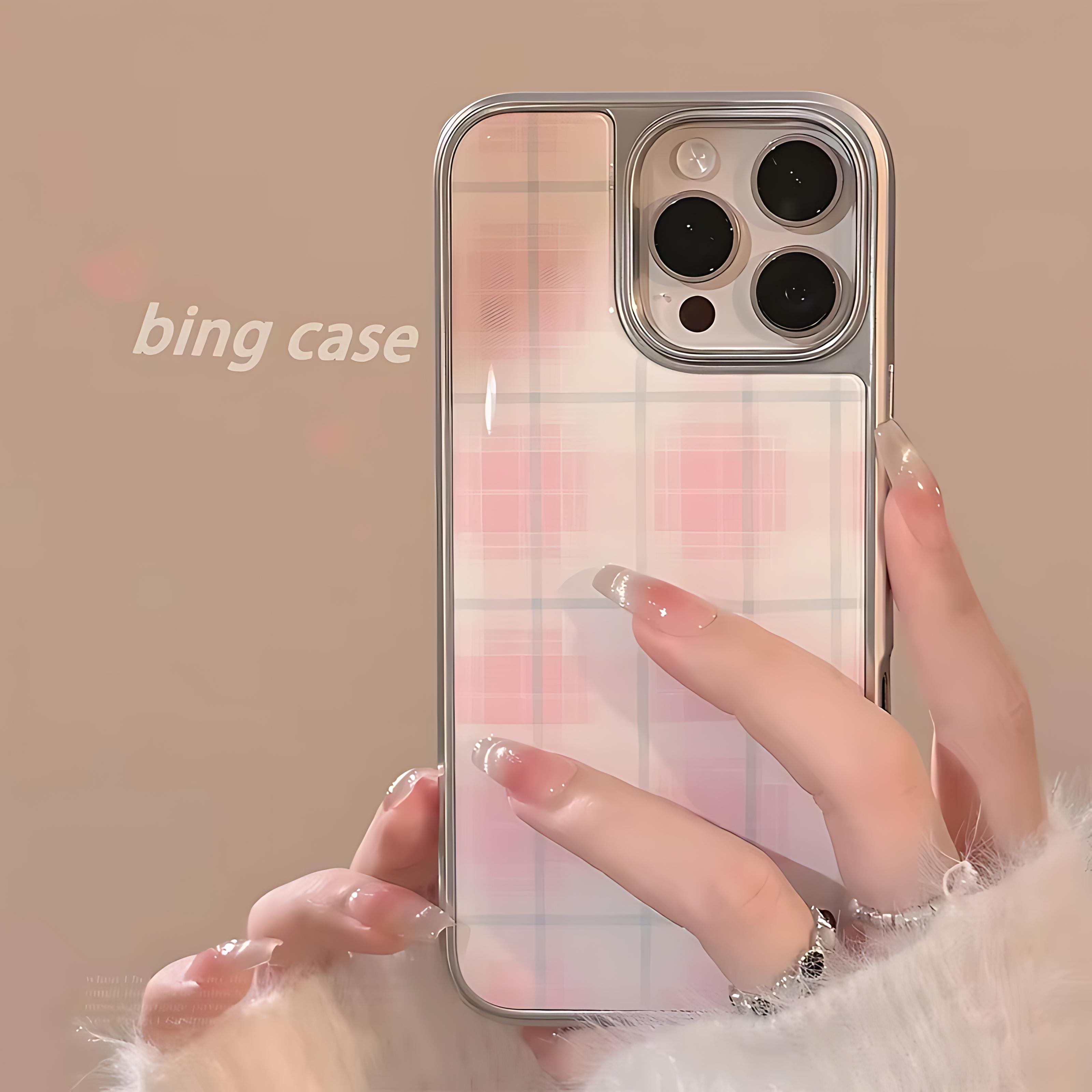 

INS style pink checkered pattern Phone Case for iPhone 17 16e 16 15 14 13 12 11 Air Pro Max X XR XSMAX 8 7 Plus Clear Back Cover iPhone 11