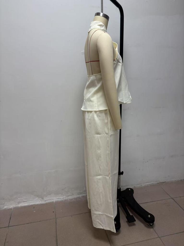 2026 Summer European & American Casual Sleeveless Top and High-Waisted Wide-Leg Pants Set for Women