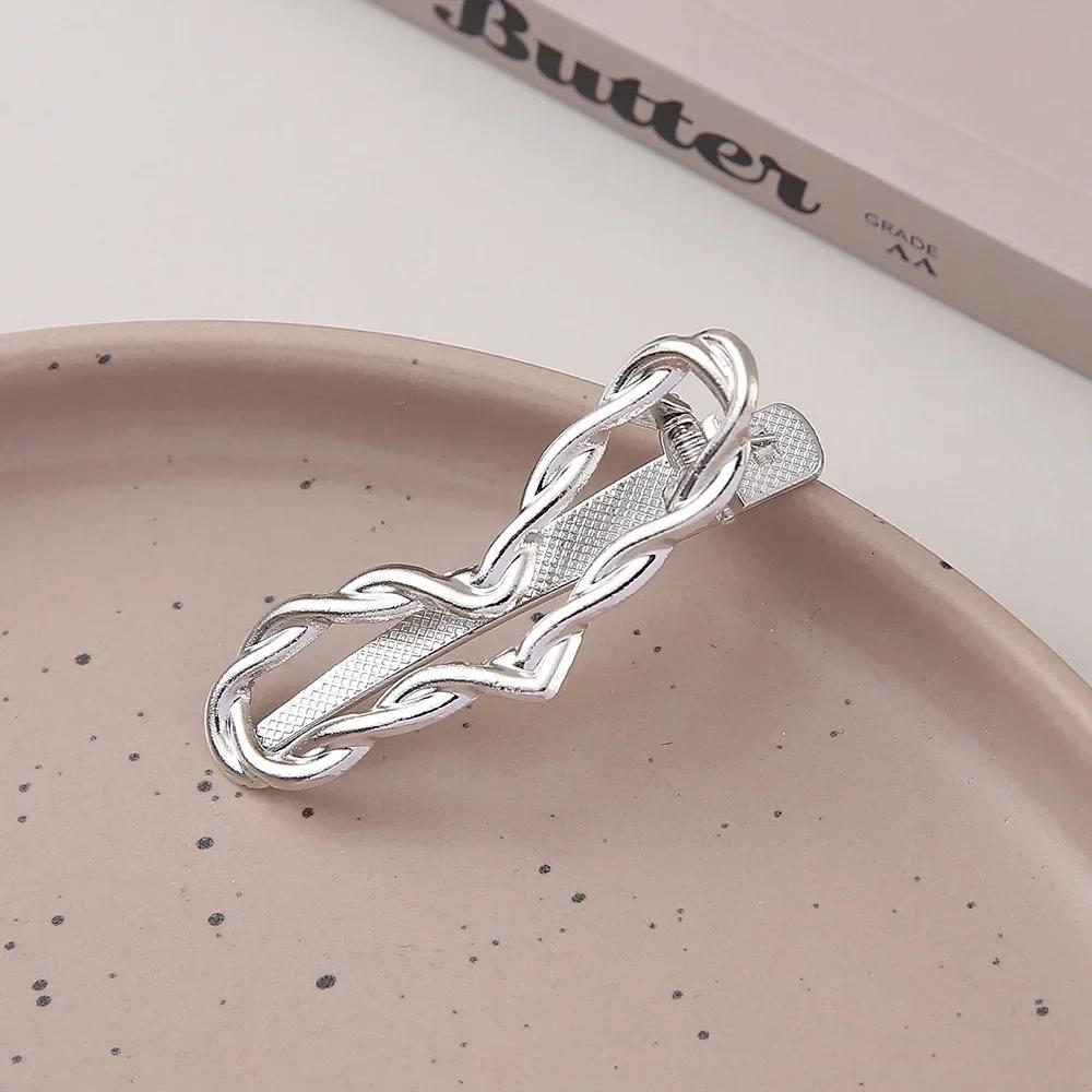 Exquisite Gold Silber Metall Hohl Haarspangen Süß Cool Pony Clip Stirn Gebrochenes Haar Entenschnabelspange Haarnadel Stil Kopfschmuck