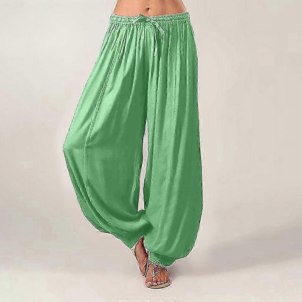 Pantaloni Harem da donna taglie forti Pantaloni lunghi casual Pantaloni da yoga larghi larghi tinta unita Pantaloni da donna in cotone e lino per il tempo libero