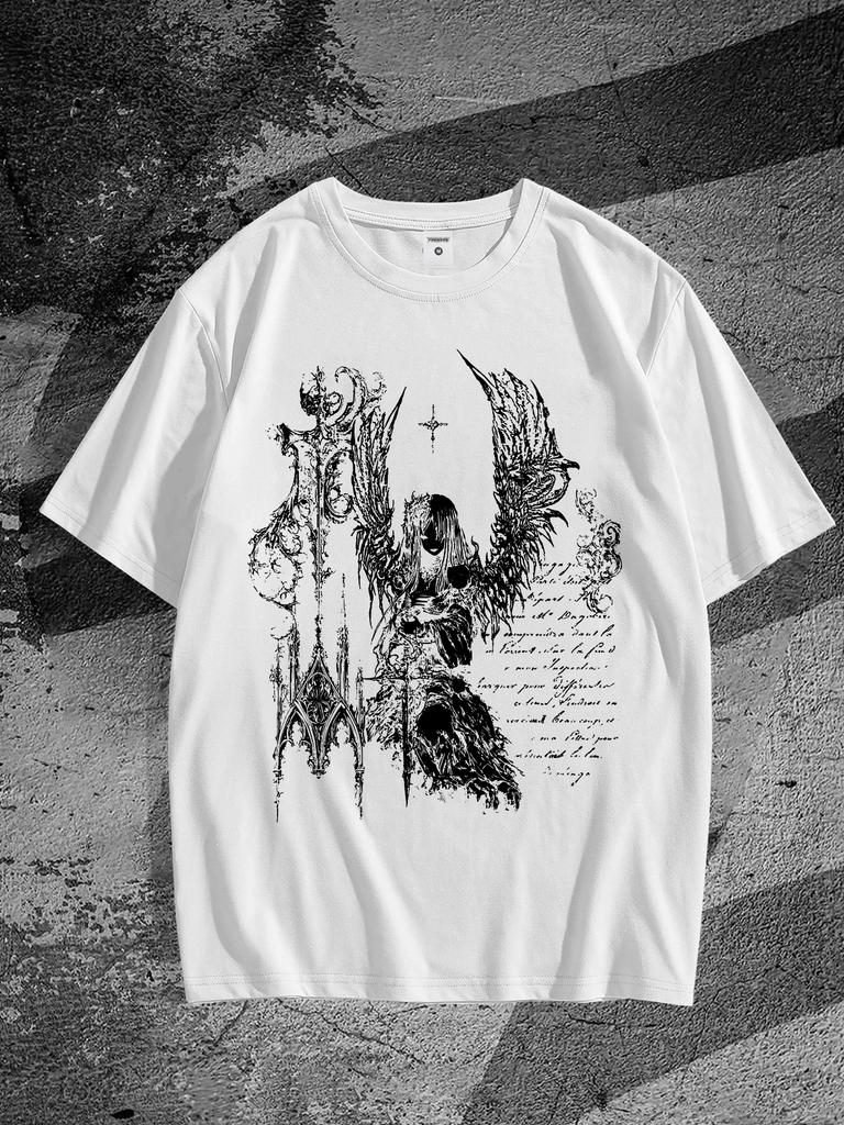T-shirt da uomo grafica oversize a maniche corte Y2K Vintage Streetwear T-shirt Gothic Vestibilità estiva