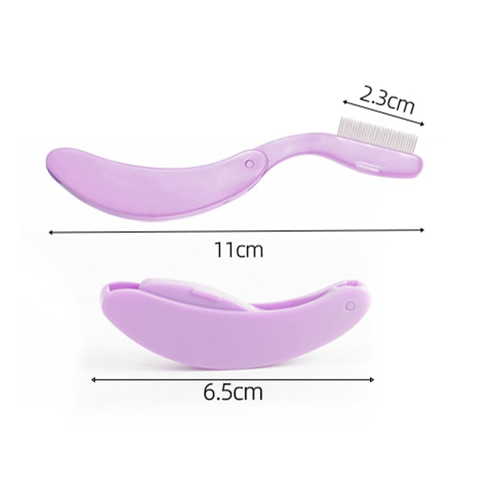 Folding Metal Eyelash Comb for Makeup and Eyebrow 1 Piece Care, Purple,