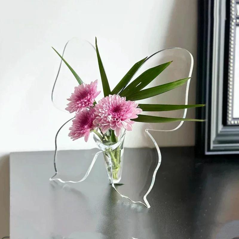 Vlinder bloemstuk creatieve kunstvaas, bureaubladdecoratie, woonkamer thuis, transparante vaasdecoratie