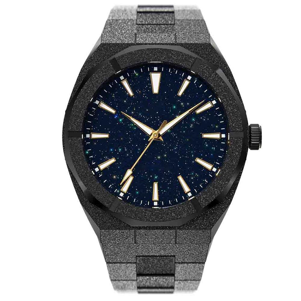 High-Quality Luxury Paul Style Rich Waterproof Leather-Band Watch for Men Frosted чёрный