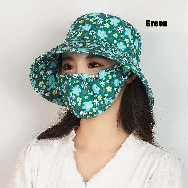 New Outdoor Summer Work Face Protection Full Protection Bucket Hat Seaside Sunscreen Mask Hats Integrated Fisherman Hats