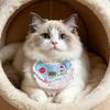 Cute Ruffled Pet Bib Pink And Blue Sweet Cat Bandana Bib Bear Embroidery Adjustable Pet Bib for Cats Small Dogs