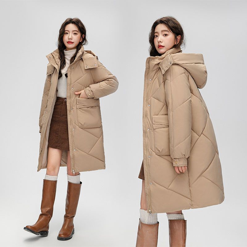 Parka invernale da donna con cappuccio, giacche spesse e calde, imbottite in cotone, cappotti lunghi casual, parka, abbigliamento esterno largo