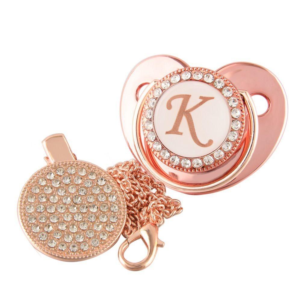Stunning Crystal Rhinestone Baby Soothers And Pacifier Clips Bpa-free Silicone