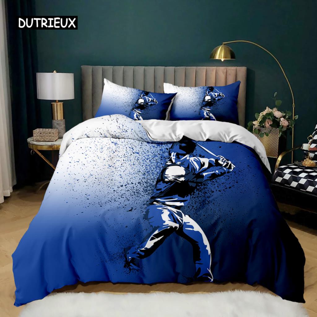 Baseball Bettbezug Set Sportthema Jungen Kinder Bettwäsche Set 3D Baseball Bettzeug Doppel Queen King Size Polyester Steppdecke