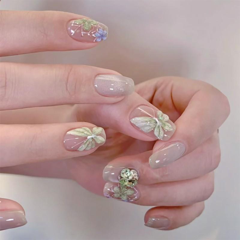 3D Fresh Flower Nail Art Cat Eye Explosion Flash Wearing Armor Short Ballet Sheet
