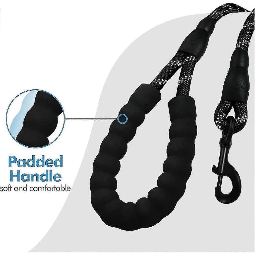 Guia para cães, guia de treino para cães, acolchoada, pega macia, corda compatível com cachorros e cães pequenos, médios e grandes (1,5 m, preto)