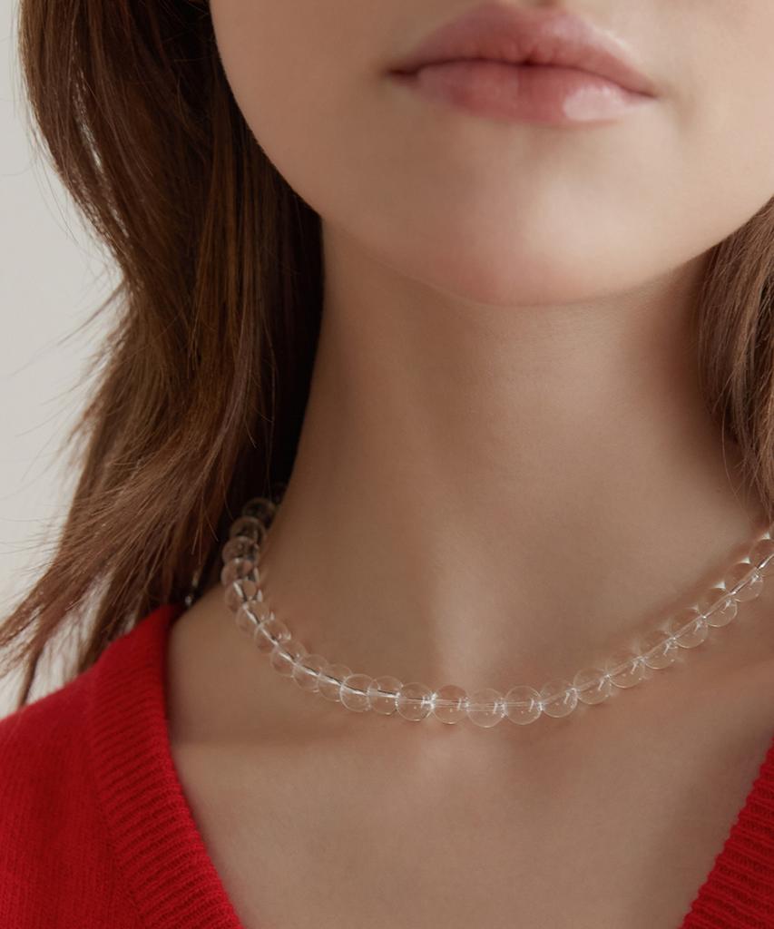 Tatiana (Silver 925) Clear Quartz Candy Ball Necklace Nz2144