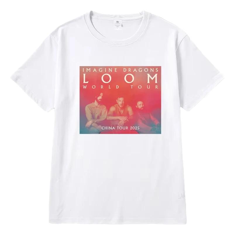 2025 Men's and Women's Clothing Oversize Tees Summer Imagine Dragons Concert Support Around LOOM The Same Short-sleeved T-shirt