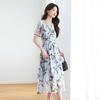 Floral fashion waist A-shaped skirt women's summer wear new age-reducing design dress trend