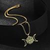 Divination Hekate Rad Altar Halsketten für Frauen Hexe Wicca Sonne Dreifache Mondgöttin Edelstahl Gotische Halskette Schmuck