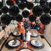 9 Pièces Décor Mural Noir pour Fête Décorations de Fête de Mariage Halloween Boule de Fleurs 3D Anniversaire Ensemble Boules de Fleurs en Papier Décoration de Maison