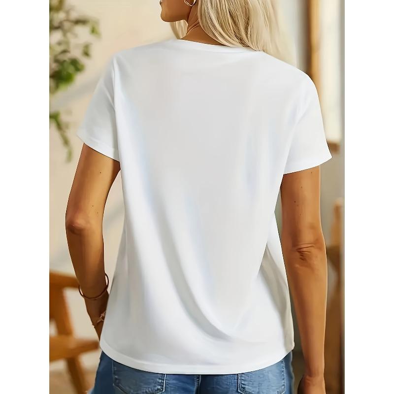 Damen Neues Frühling Sommer Print T-Shirt Rundhals Kurzarm Lockerer Schnitt Maschinenwaschbar Täglich Zuhause Lässig Oberteil