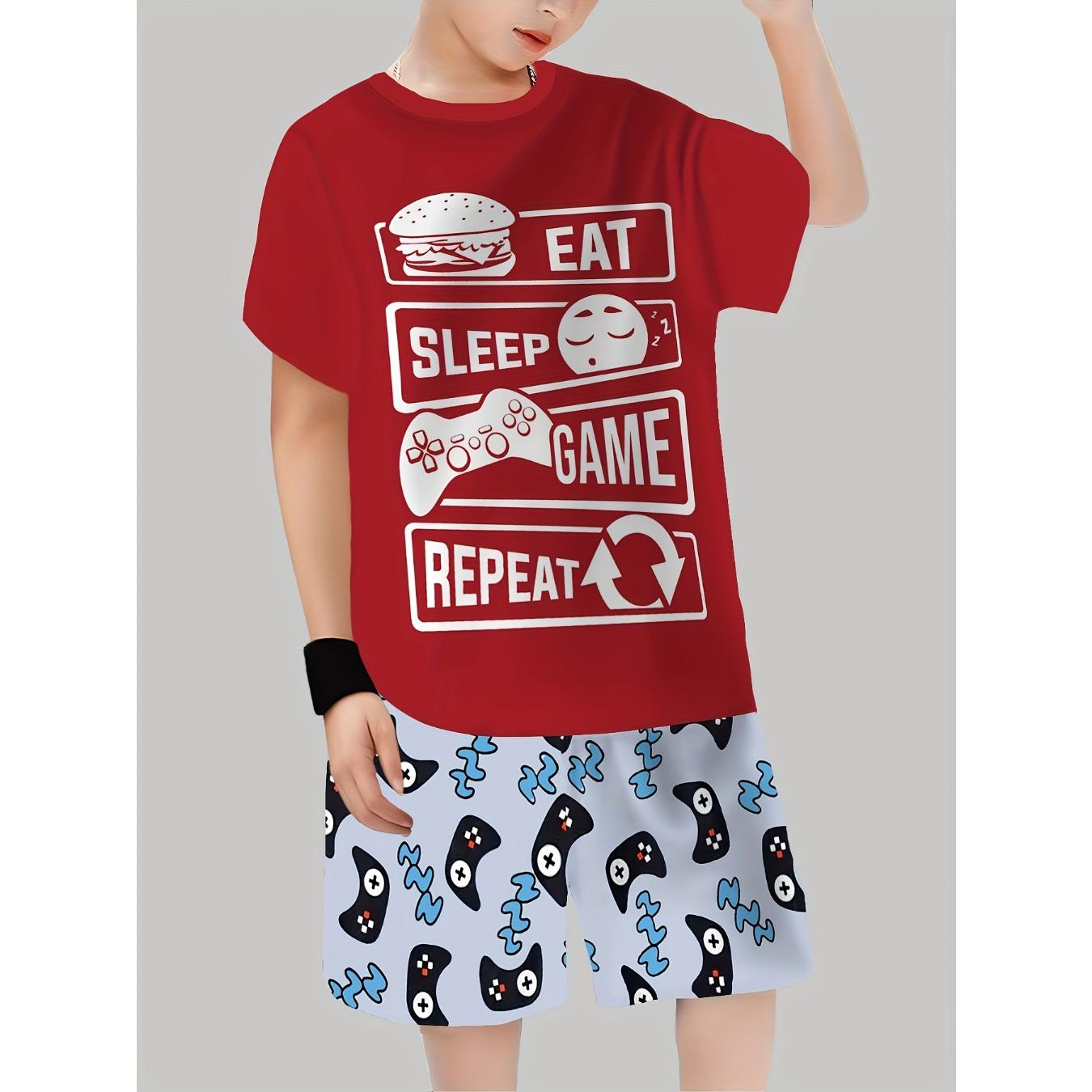 

Модний костюм для хлопчиків з 3D-принтом, повсякденний світшот з коротким рукавом, шорти, футболка, світшот, набір з футболки та шортів для вулиці, ідеально для активного відпочинку 13-14Y