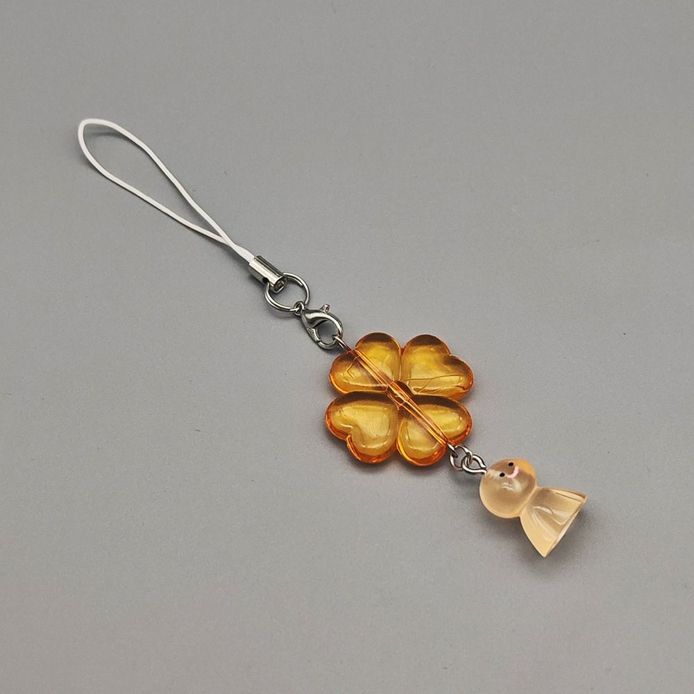 Key Chain Mobile Phone Lanyard Cellphone Strap Leaf Clover Pendant  Couple Gifts