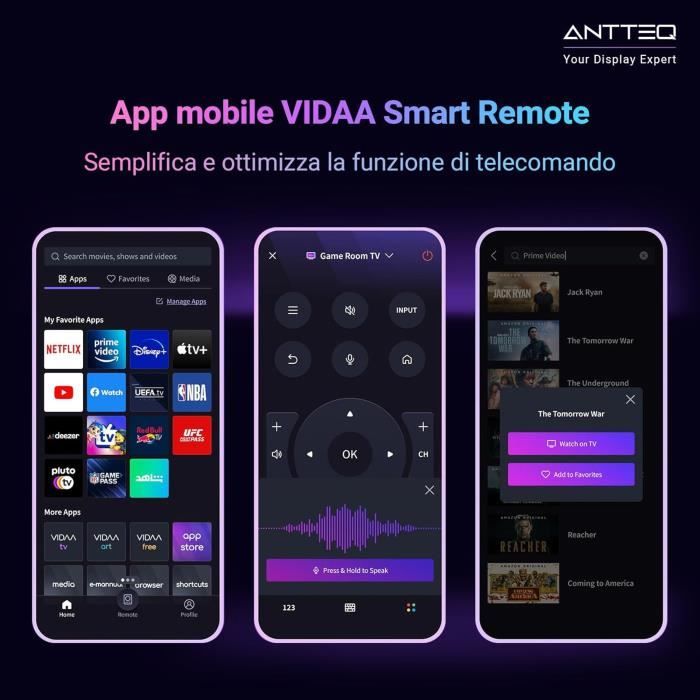 Smart TV 24 Zoll - ANTTEQ - AV24H3 - WiFi - Triple-Tuner DVB-T2/S2/C - DLED 1080p