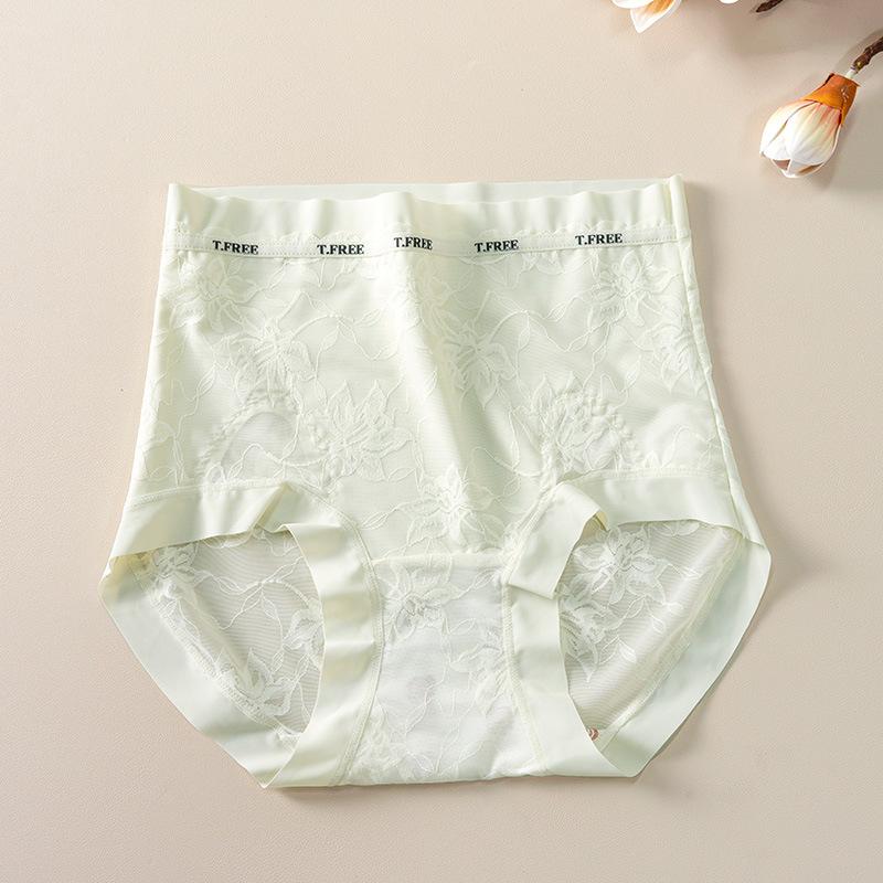 

Большой размер Женское Весна и Лето Кружево Высокая Талия Живот 10A Антибактериальные Расширенная Нижняя Часть Промежности Без Следов Трусы M мятный зеленый
