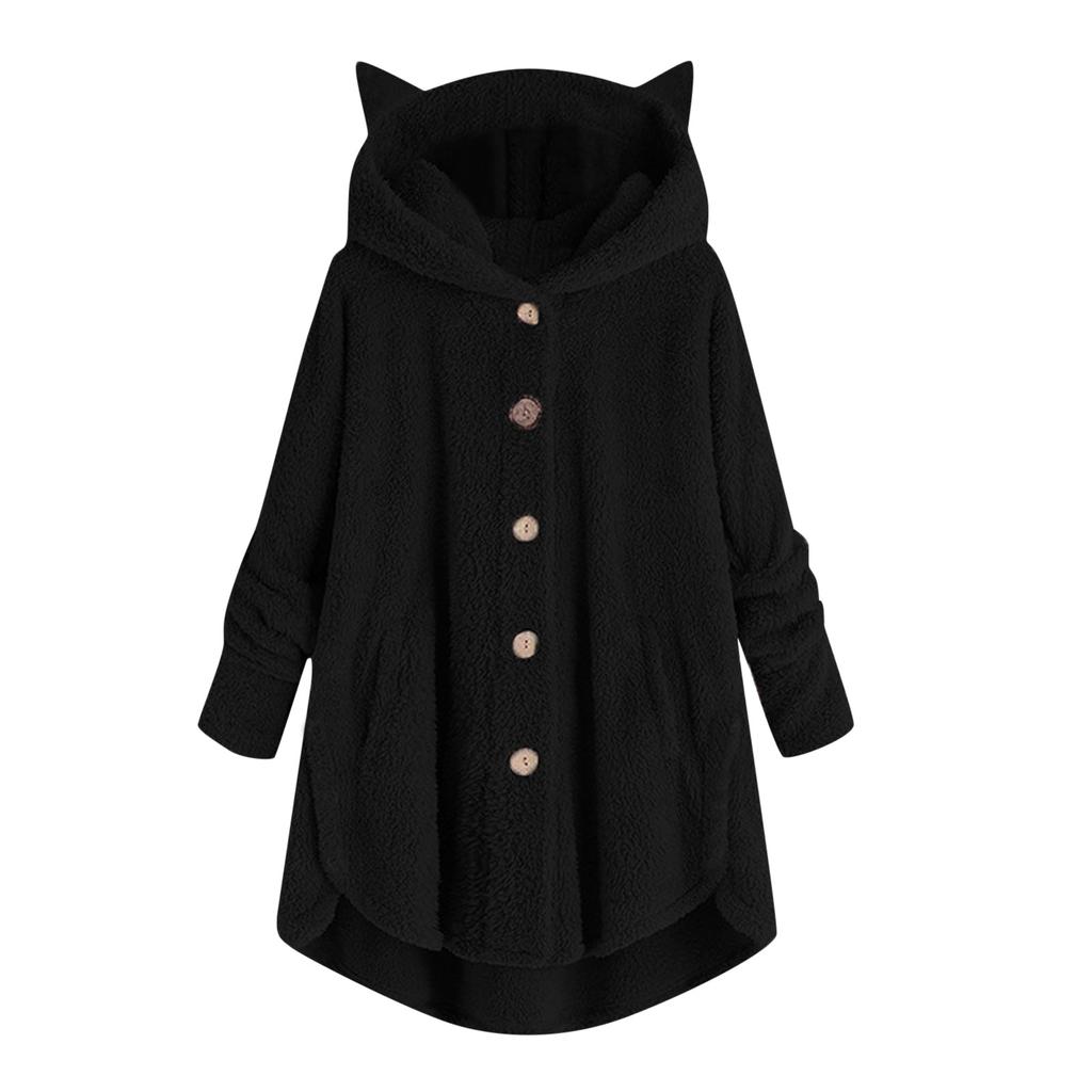 Women's Long Sleeve Hooded Button Up Jacket with Pockets Casual Outerwear for Everyday Wear
