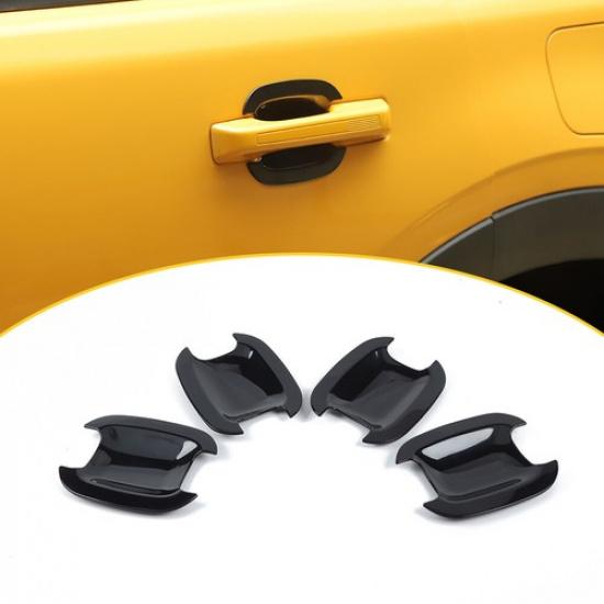 

4pc Exterior Door Handle Bowl Cover Trim Panel for Ford Bronco Sport + Black