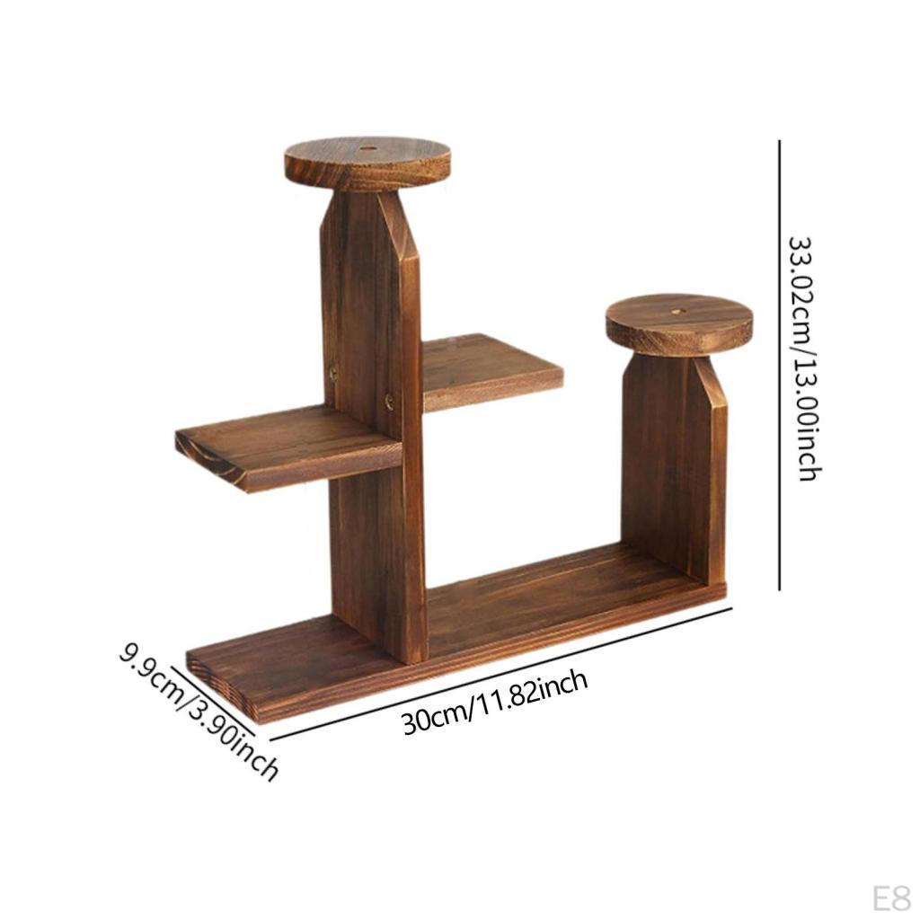 Wielopoziomowy Drewniany Stojak na Kwiaty do Eksponowania Roślin na Podłodze