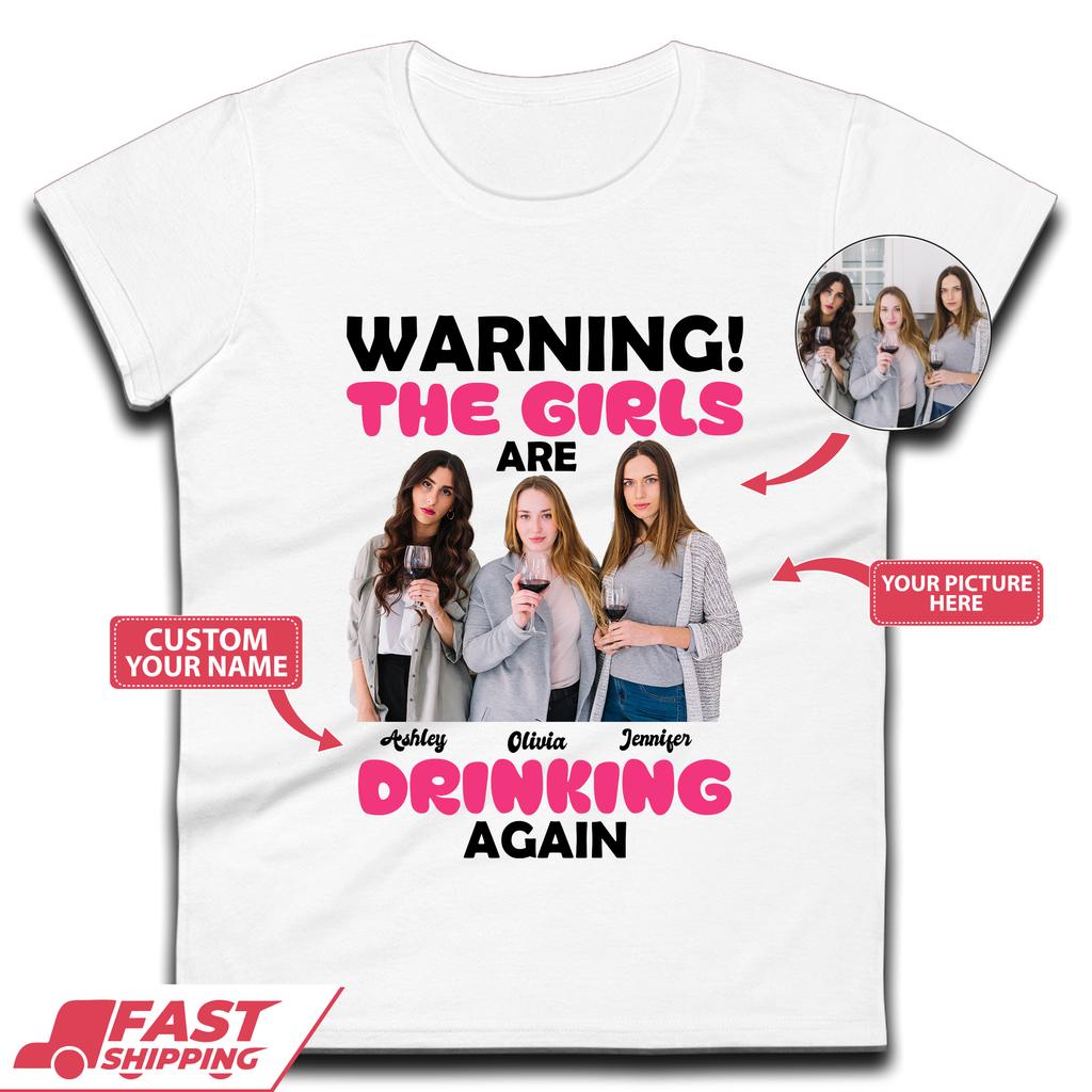 Personalised Girls Drinking Again Womens T-Shirt Mens Tops Tees Unisex