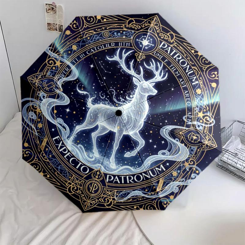 

1 шт. Автоматический складной зонт - Мультяшный узор, Портативная и складная конструкция с 34 спицами, Рождественские и новогодние подарки разноцветный