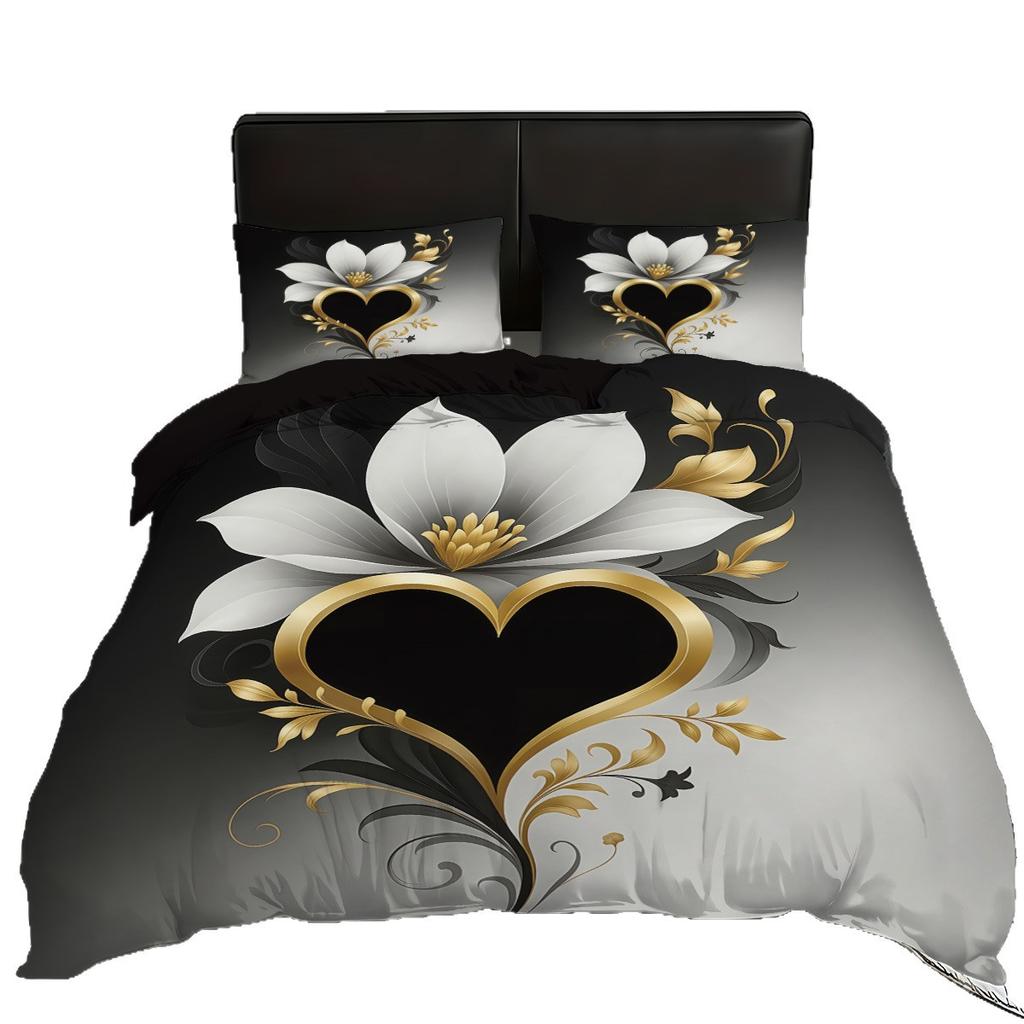 3D Three-Dimensional Flower Three-Piece Quilt Cover Digital Printing Bedding Kit