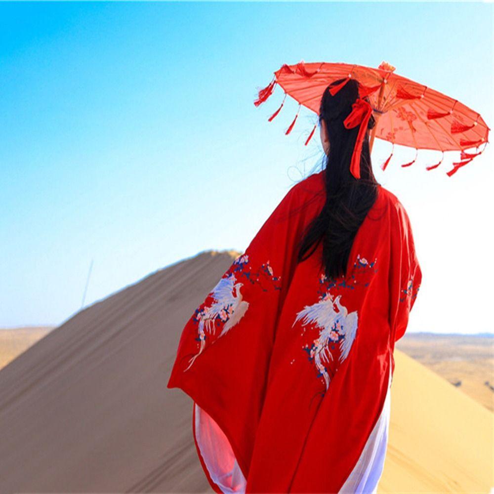 Chinese Japanese Art Tassel Decorative Umbrella Embroidery Flower Girl Umbrella  Wedding Decoration