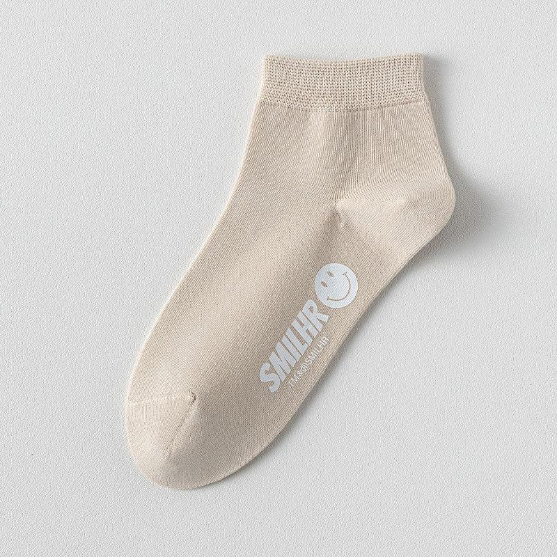 Female Spring and Summer Thin Foot Smile Shallow Mouth Breathable Boneless Low Tube Cotton Socks