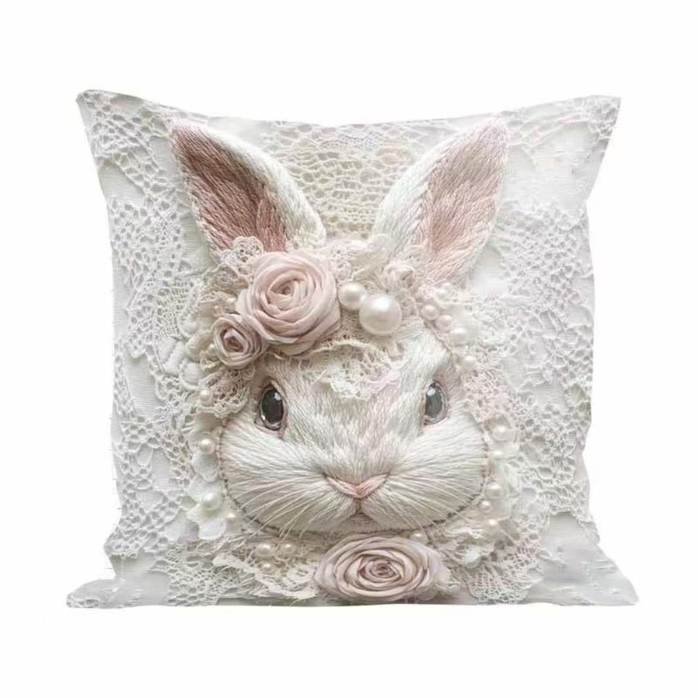 Sofa Pillow Pillowcase Skin-friendly Short Plush Cute Animal Cat Pillow Cover Living Room Cushion Cover Without Core