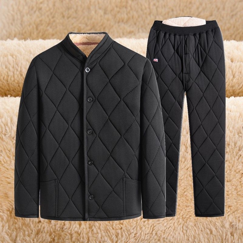 

Чоловіча верблюжа вельветова куртка з підкладкою Верхній одяг Зимова товста бавовняна куртка Плюс вельветова тепла куртка з підкладкою Костюм L чорний