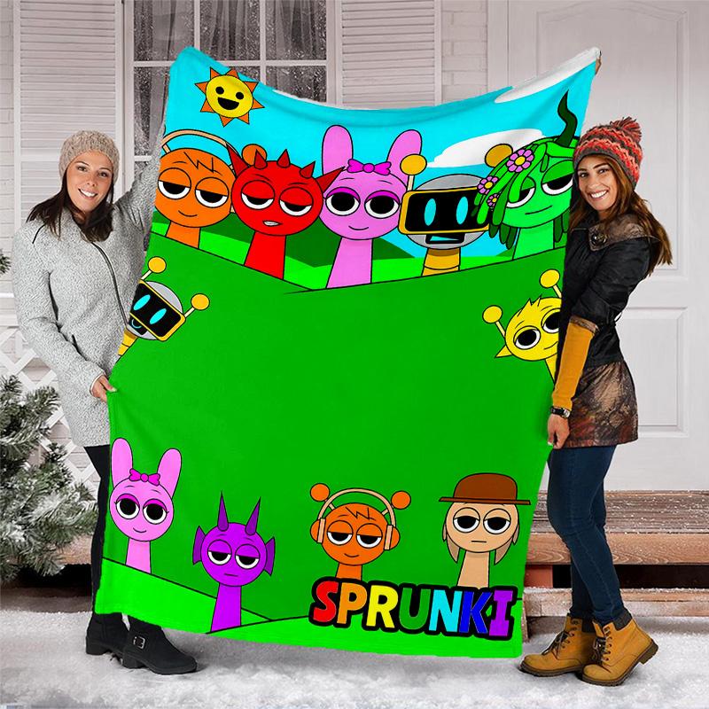 1pc SPRUNKI8 Theme Blanket - Digital Print, Polyester, Cozy for All Seasons, Perfect for Outdoor, Camping, and Travel