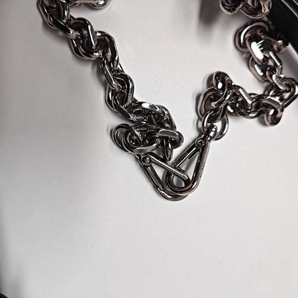 [Pre-Owned] Silver Hardware Monogram Print Chain Shoulder Bag Coated Canvas Leather Crossbody Mini - Very Good #3MITCR