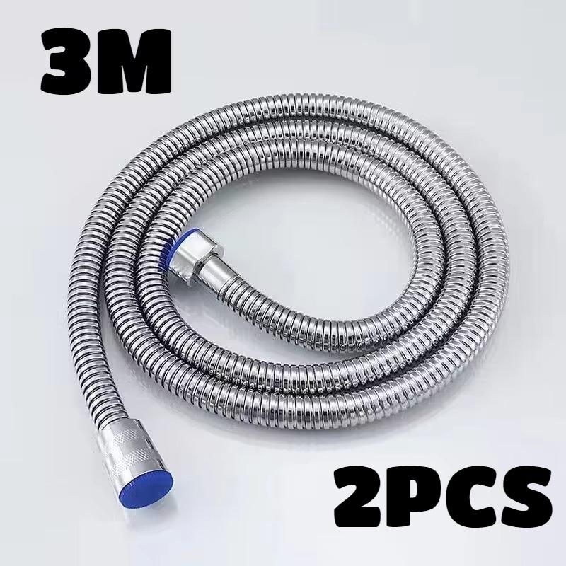 3/2/1.5m Shower Head Tube Flexible Stainless Steel Bathroom Water Head Shower Extension Pipe Encrypted Silver Hose HighQuality