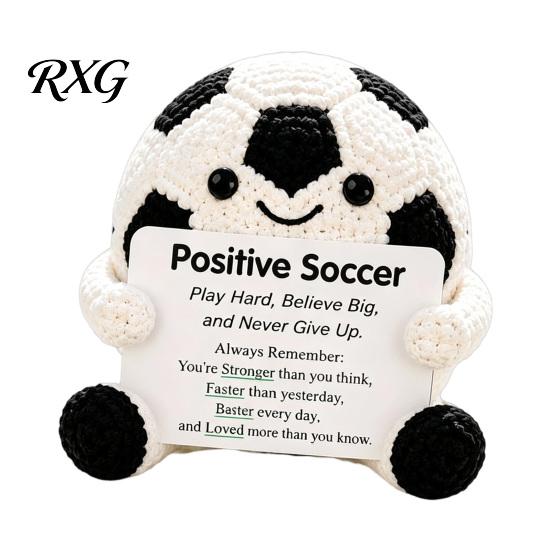Pocket Sized Inspirational Gift for Athletes Knitted Positive Sports Ball Plush, Emotional Support Doll with Personalized Keepsake Softball