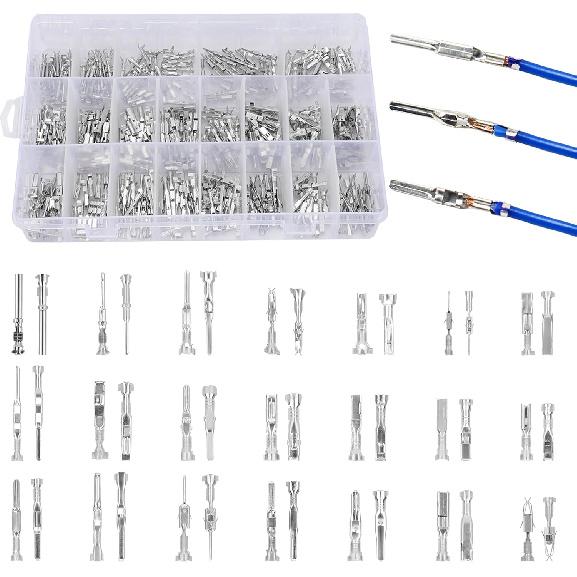 Linkstyle 395PCS Connector Pins Terminal Kit, 21 Types Automotive Car Electrical Wire Terminal, 1/1.5/1.8/2.2/2.8/3.5mm Non-Insulated Plug Removal