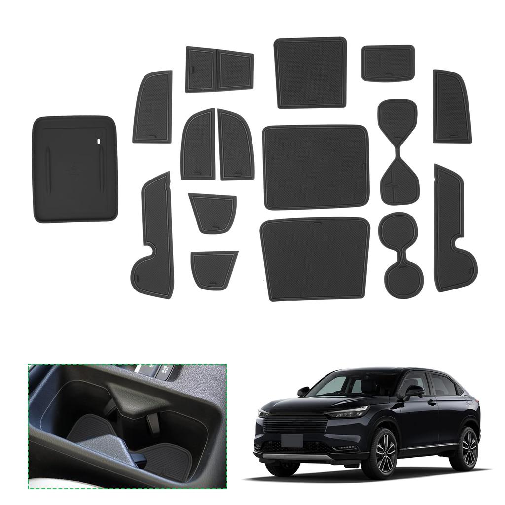 GAFAT Door Pocket Rubber Mats Center Console Silicone Tray for Honda Vezel Late Honda Interior Mats for and Vezel Custom Parts of (15 Pieces) & (1