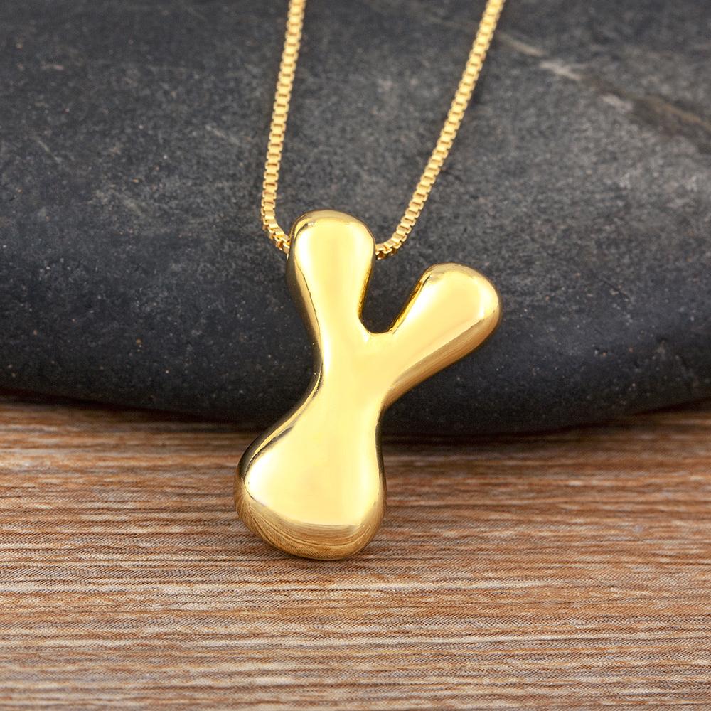 Nidin High Quality Creative Trend A-Z Letters Charm Pendant Necklace For Female Male Name Initials Alphabet Jewelry Accessories