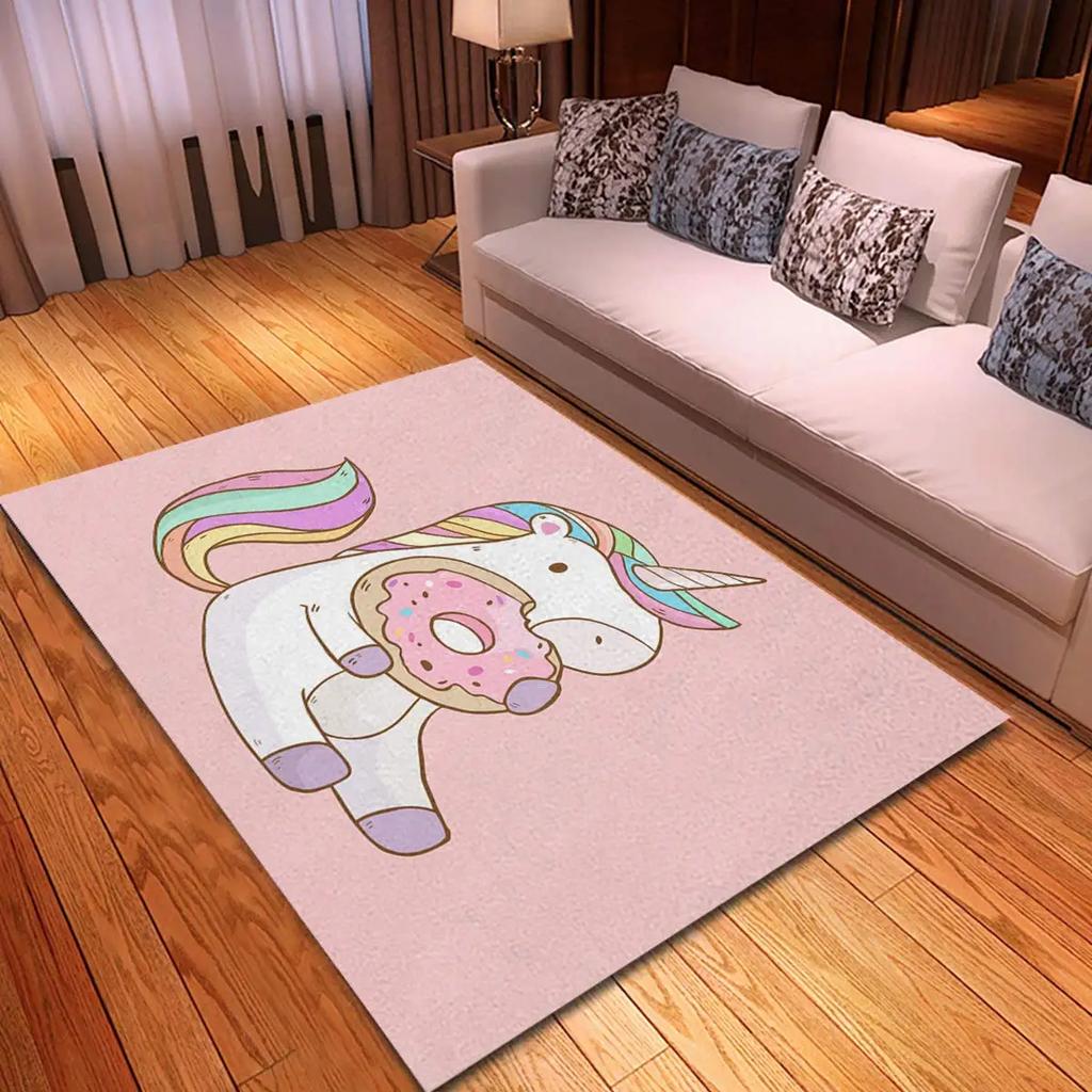 Cartoon Niedliches Einhorn Bereichsteppich Rosa Rose Glänzender Teppich Fantasie Tier Fußmatte Regenbogen Matten Wohnzimmer Kinderzimmer Türvorleger